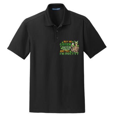 Buy Me Green Beer And Tell Me I'm Pretty Skeleton Drinking Team Saint Patrick's Dry Zone Grid Polo