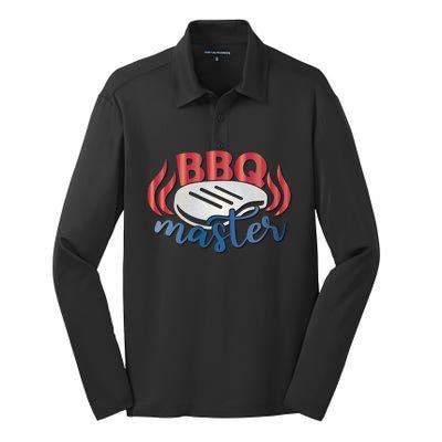 Bbq Master Grilling Gift Barbecuing Barbecue Grill 4th July Gift Silk Touch Performance Long Sleeve Polo