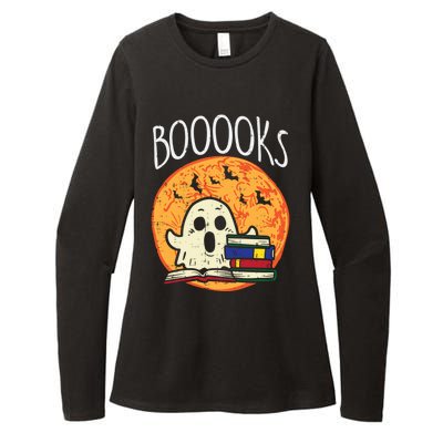 Boooks Moon Ghost Halloween Bookworm Librarian Teacher Book Great Gift Womens CVC Long Sleeve Shirt