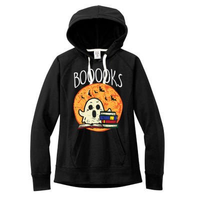 Boooks Moon Ghost Halloween Bookworm Librarian Teacher Book Great Gift Women's Fleece Hoodie