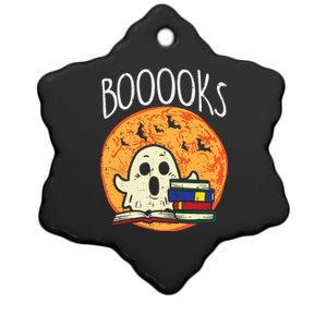 Boooks Moon Ghost Halloween Bookworm Librarian Teacher Book Great Gift Ceramic Star Ornament