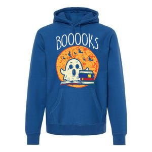 Boooks Moon Ghost Halloween Bookworm Librarian Teacher Book Great Gift Premium Hoodie