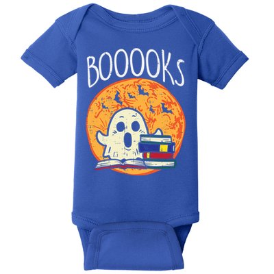 Boooks Moon Ghost Halloween Bookworm Librarian Teacher Book Great Gift Baby Bodysuit