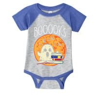 Boooks Moon Ghost Halloween Bookworm Librarian Teacher Book Great Gift Infant Baby Jersey Bodysuit