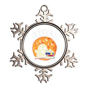 Boooks Moon Ghost Halloween Bookworm Librarian Teacher Book Great Gift Metallic Star Ornament