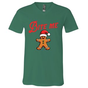 Bite Me Gingerbread Cookie V-Neck T-Shirt