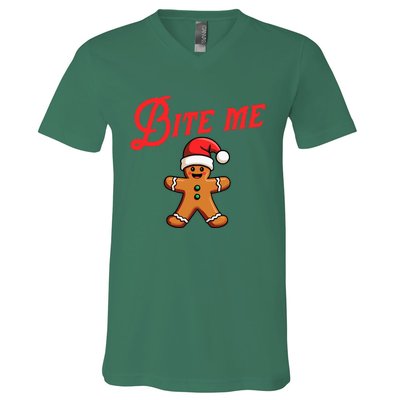 Bite Me Gingerbread Cookie V-Neck T-Shirt