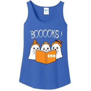 Boooks Moon Ghost Halloween Bookworm Librarian Teacher Book Cool Gift Ladies Essential Tank