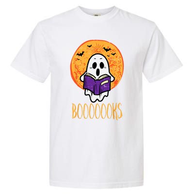 Boooks Moon Ghost Reading Halloween Costume Great Gift Garment-Dyed Heavyweight T-Shirt