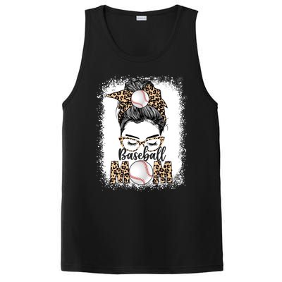 Baseball Mom Game Day Messy Bun Leopard Mothers Day Gift PosiCharge Competitor Tank