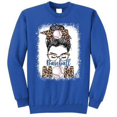 Baseball Mom Game Day Messy Bun Leopard Mothers Day Gift Sweatshirt