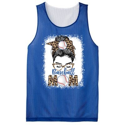 Baseball Mom Game Day Messy Bun Leopard Mothers Day Gift Mesh Reversible Basketball Jersey Tank