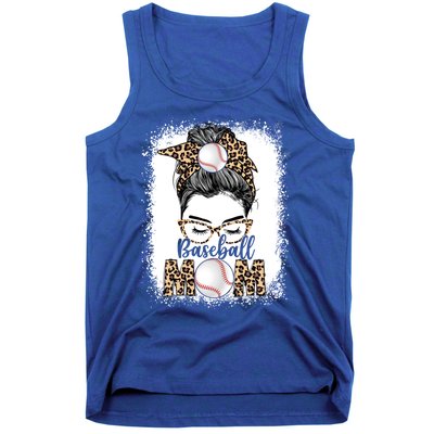 Baseball Mom Game Day Messy Bun Leopard Mothers Day Gift Tank Top