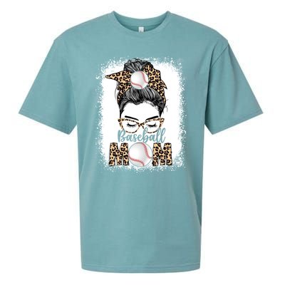 Baseball Mom Game Day Messy Bun Leopard Mothers Day Gift Sueded Cloud Jersey T-Shirt