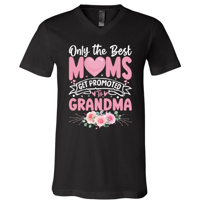 Best Moms Get Promoted To Grandma MotherS Day V-Neck T-Shirt