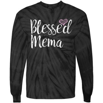 Blessed Mema Grandma Gifts Tie-Dye Long Sleeve Shirt