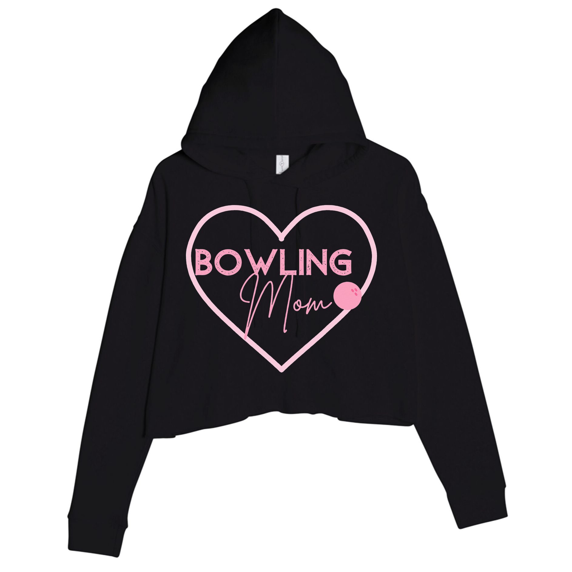 Bowling Mom Gift Cute Bowling GIfts Pink Bowling Ball Crop Fleece Hoodie