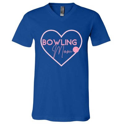 Bowling Mom Gift Cute Bowling GIfts Pink Bowling Ball V-Neck T-Shirt