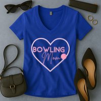 Bowling Mom Gift Cute Bowling GIfts Pink Bowling Ball Women's V-Neck T-Shirt
