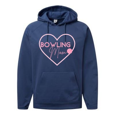 Bowling Mom Gift Cute Bowling GIfts Pink Bowling Ball Performance Fleece Hoodie