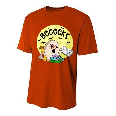 Boooks Moon Ghost Halloween Bookworm Reading Lover Gift Performance Sprint T-Shirt