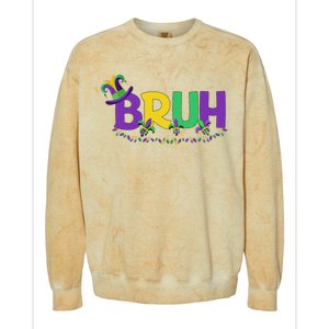 Bruh Mardi Gras Teens Mardi Gras Colorblast Crewneck Sweatshirt