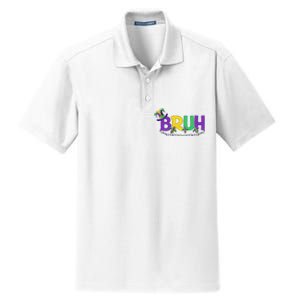 Bruh Mardi Gras Teens Mardi Gras Dry Zone Grid Polo