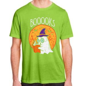 Boooks Moon Ghost Reading Halloween Bookworm Librarian Book Cool Gift Adult ChromaSoft Performance T-Shirt