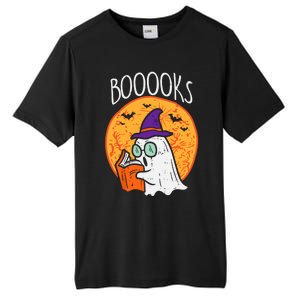 Boooks Moon Ghost Reading Halloween Bookworm Librarian Book Cool Gift Tall Fusion ChromaSoft Performance T-Shirt