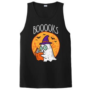 Boooks Moon Ghost Reading Halloween Bookworm Librarian Book Cool Gift PosiCharge Competitor Tank