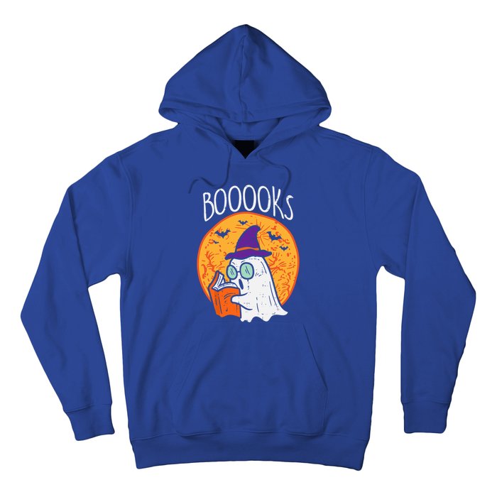 Boooks Moon Ghost Reading Halloween Bookworm Librarian Book Cool Gift Hoodie