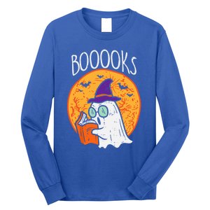 Boooks Moon Ghost Reading Halloween Bookworm Librarian Book Cool Gift Long Sleeve Shirt