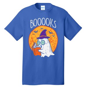 Boooks Moon Ghost Reading Halloween Bookworm Librarian Book Cool Gift Tall T-Shirt