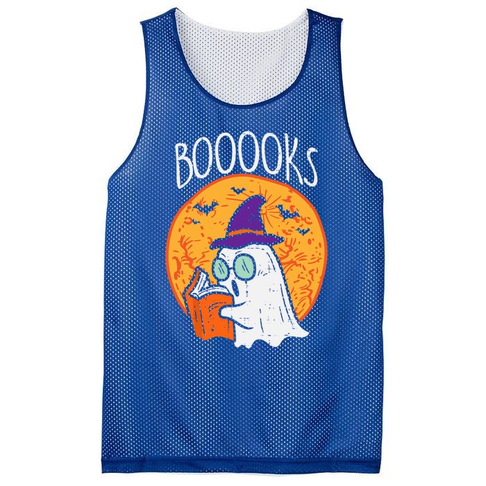 Boooks Moon Ghost Reading Halloween Bookworm Librarian Book Cool Gift Mesh Reversible Basketball Jersey Tank