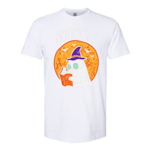 Boooks Moon Ghost Reading Halloween Bookworm Librarian Book Cool Gift Softstyle CVC T-Shirt