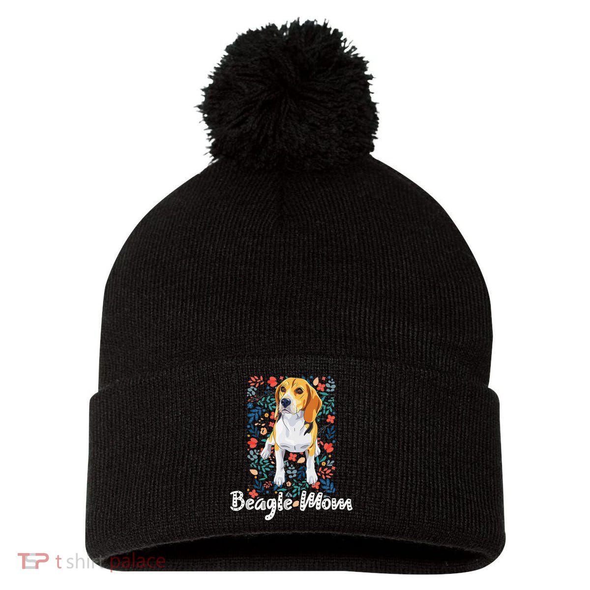 Beagle Mom Gifts for Dog Lovers & Beagle Mama Pom Pom 12in Knit Beanie