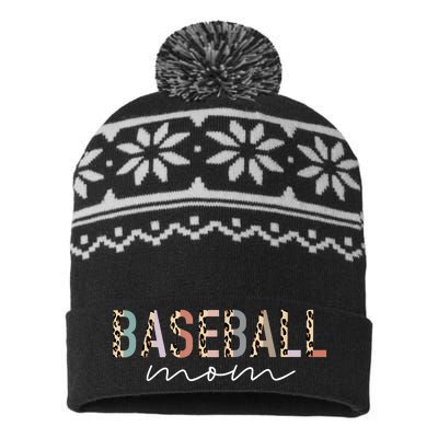 Baseball Mom Gifts Leopard Print Baseball Mama Mother's Day USA-Made Snowflake Beanie