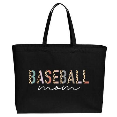 Baseball Mom Gifts Leopard Print Baseball Mama Mother's Day Cotton Canvas Jumbo Tote