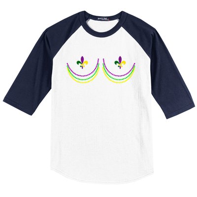 Boobshirt Mardi Gras 2024 Funny Beads Boobs Outline Baseball Sleeve Shirt