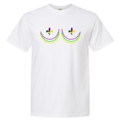 Boobshirt Mardi Gras 2024 Funny Beads Boobs Outline Garment-Dyed Heavyweight T-Shirt