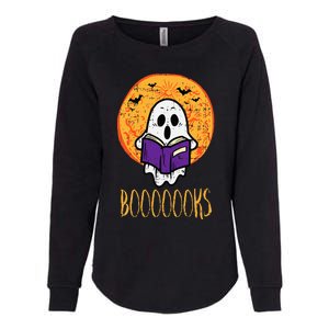 Boooks Moon Ghost Reading Halloween Bookworm Librarian Book Womens California Wash Sweatshirt