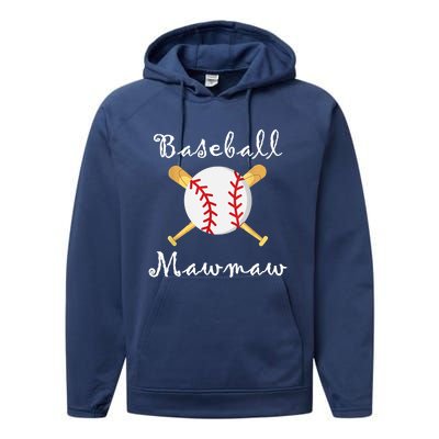 Baseball Mawmaw Grandsons Game Day Gifts To Cheer Grandma Performance Fleece Hoodie