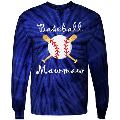 Baseball Mawmaw Grandsons Game Day Gifts To Cheer Grandma Tie-Dye Long Sleeve Shirt