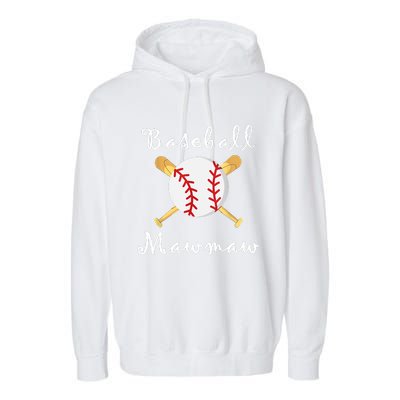 Baseball Mawmaw Grandsons Game Day Gifts To Cheer Grandma Garment-Dyed Fleece Hoodie