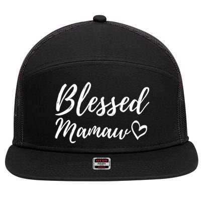 Blessed Mamaw Gift Christmas Family Matching Thanksgiving Gift 7 Panel Mesh Trucker Snapback Hat