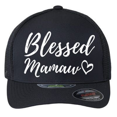 Blessed Mamaw Gift Christmas Family Matching Thanksgiving Gift Flexfit Unipanel Trucker Cap