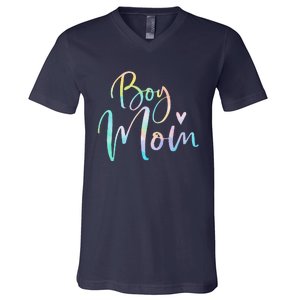 Boy Mom Gifts For Mother Mama Of Boy Tie Dye V-Neck T-Shirt