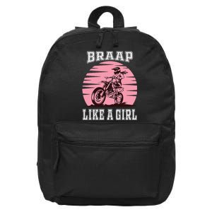 Braap Motorcycle Girl Motocross Dirt Bike 16 in Basic Backpack