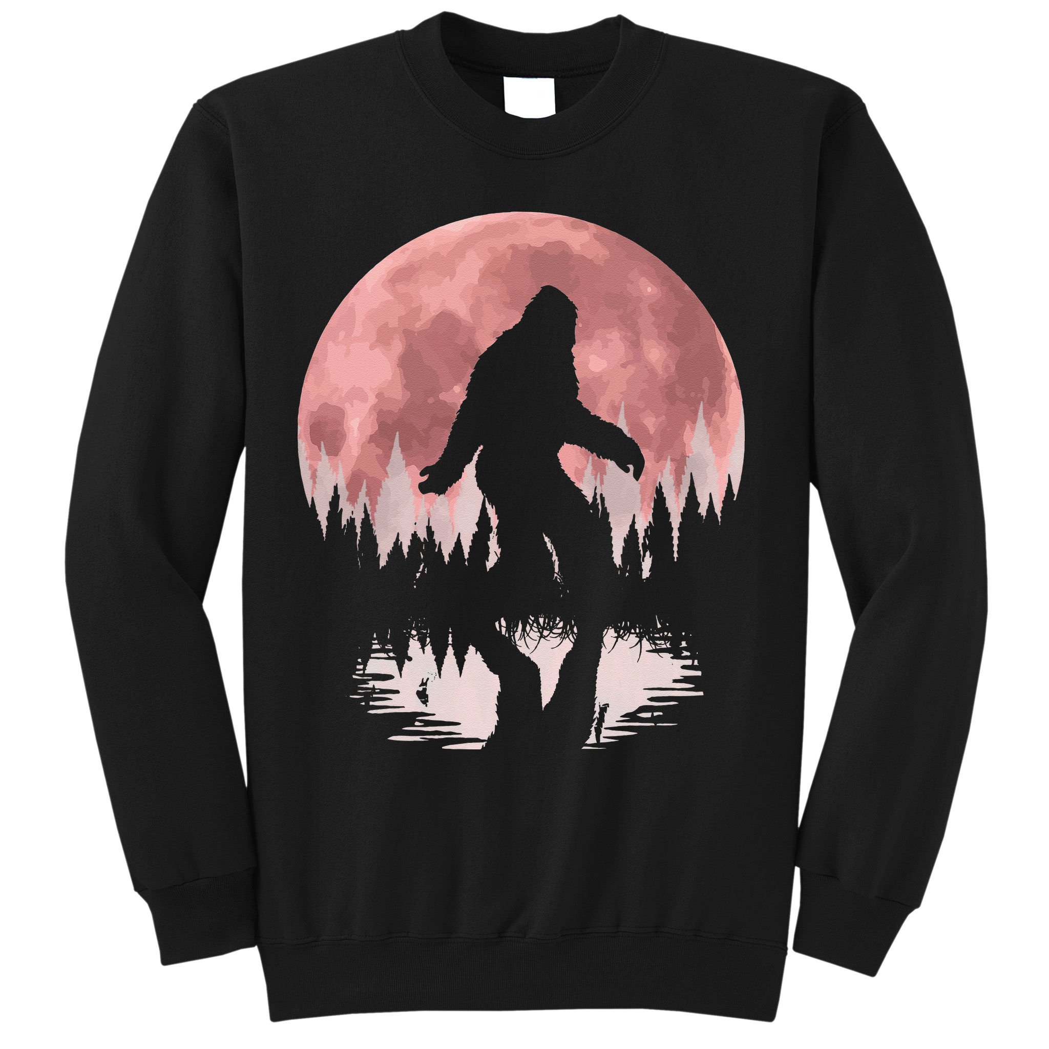 Bigfoot Moon Graphic Night Forest! Cool Sasquatch Sweatshirt