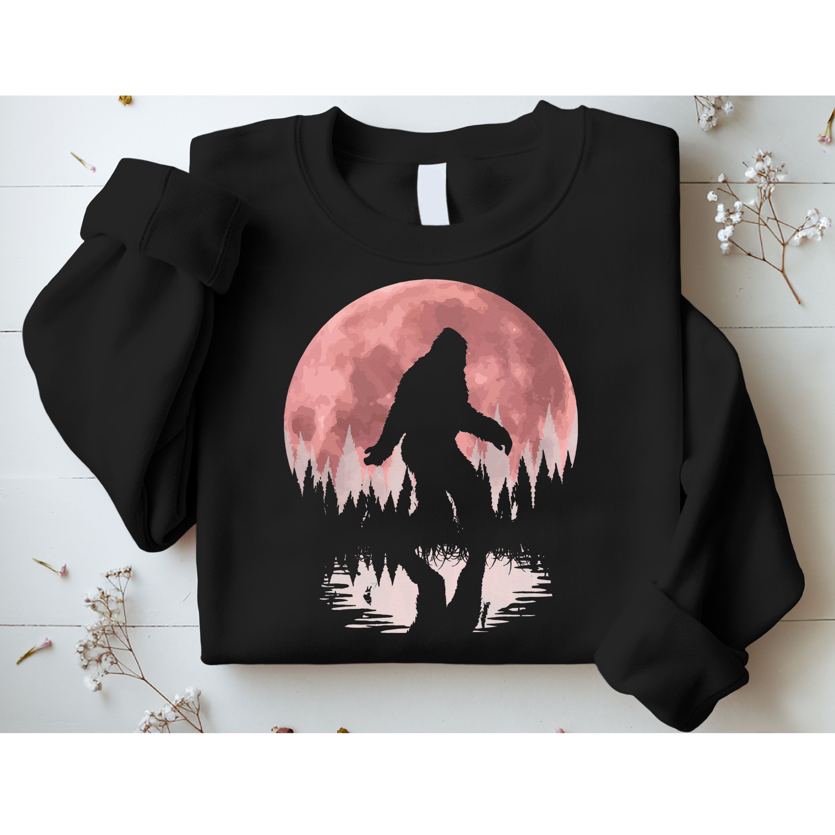 Bigfoot Moon Graphic Night Forest! Cool Sasquatch Sweatshirt